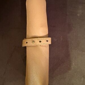 Tan Leather Roll-Up Case Genuine Leather